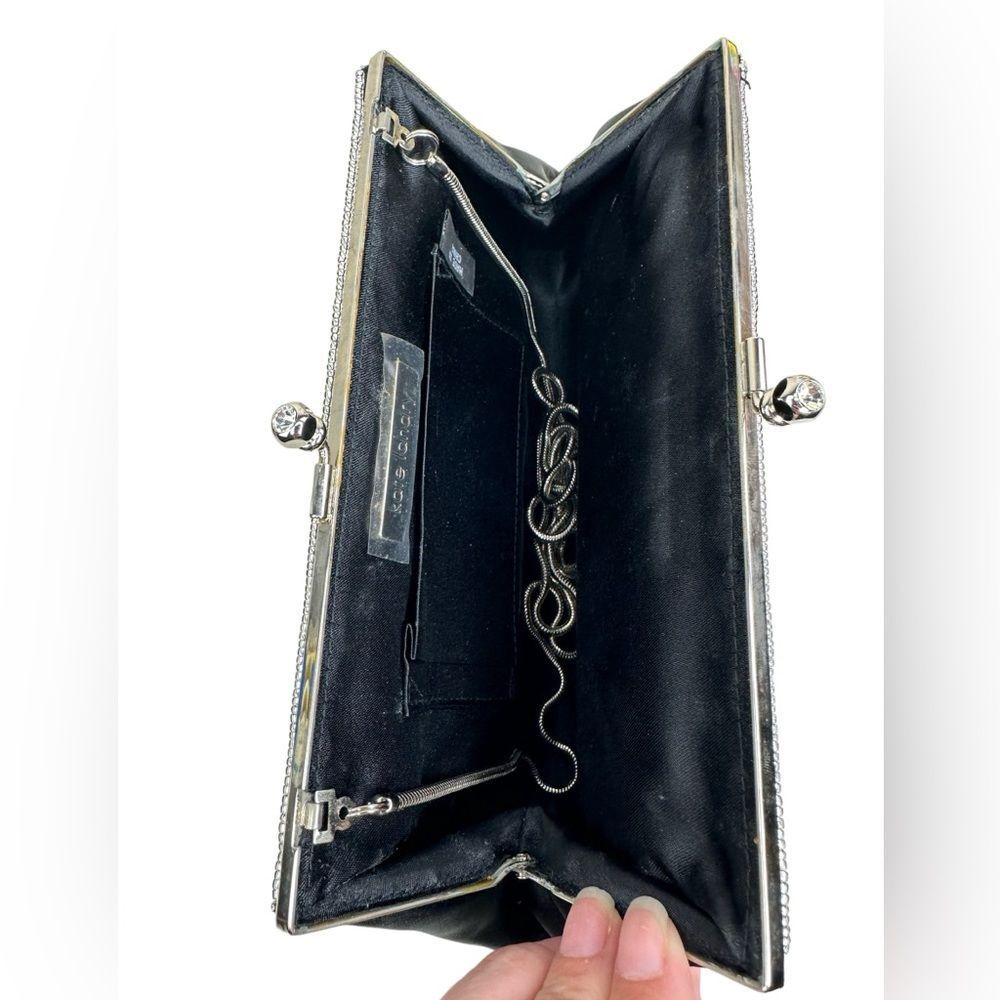 Kate Landry Clear Multi Small‎ Stone Frame Clutch With Shoulder Strap - Picture 6 of 6